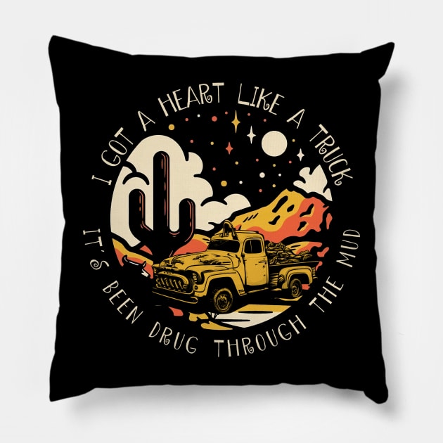 Vintage I Got A Heart Like A Truck Lover Gift Pillow by DesignDRart