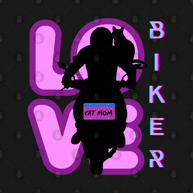 BIKER AND BEST CAT MOM MOTORCYCLE RIDER PURPLE by DAZu