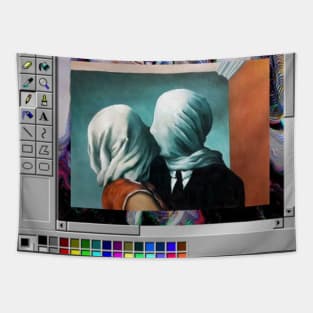 Rene Magritte Vaporwave Microsoft paint Tapestry