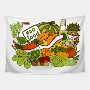 Eco Food Illustration Tapestry