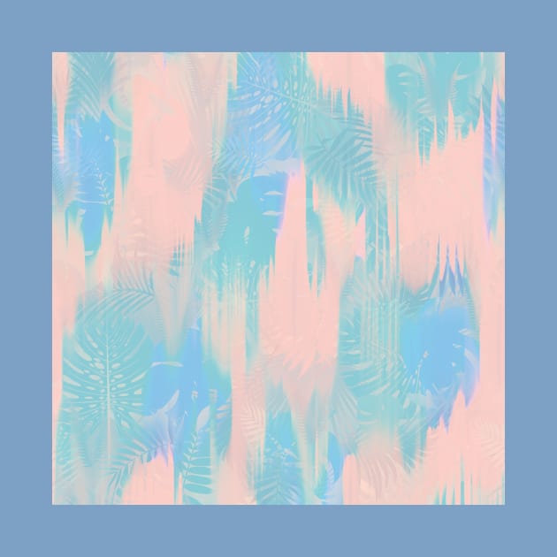Tropical Rain / Abstract Exotic Leaves, Pastel Colors by matise