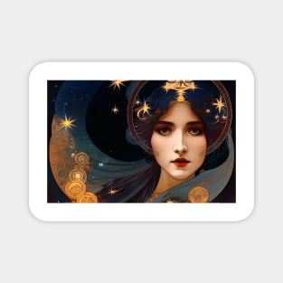 Goddess of Space - Art Nouveau, Vintage, Mucha, Gilded Age Magnet