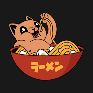 Cute Cat Eating Ramen T-Shirt