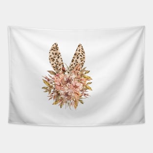 Cute leopard floral boho bunny ears illustration Tapestry