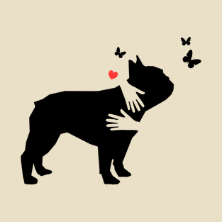 French Bulldog with butterflies and heart T-Shirt