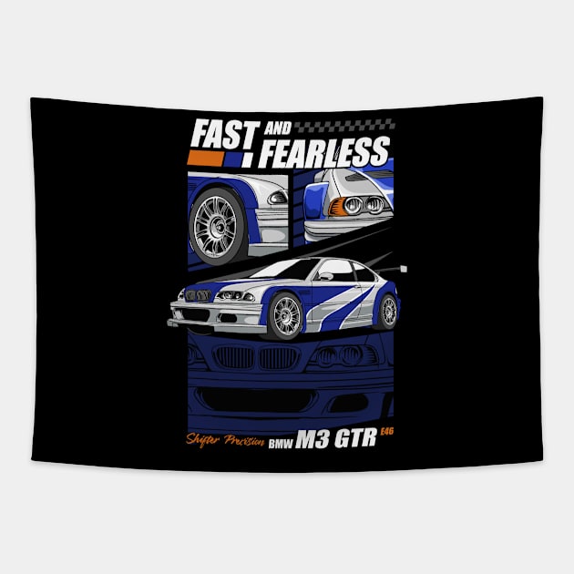 Fast and Fearless GTR E46 Tapestry by Harrisaputra