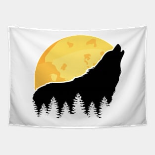Wolf Howling at the Moon Tapestry