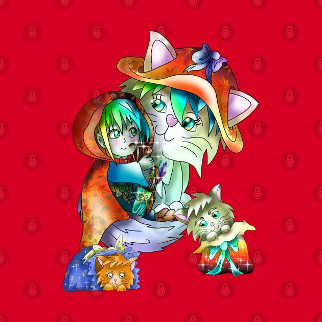 Adorable wood elf archer with magical cats by cuisinecat