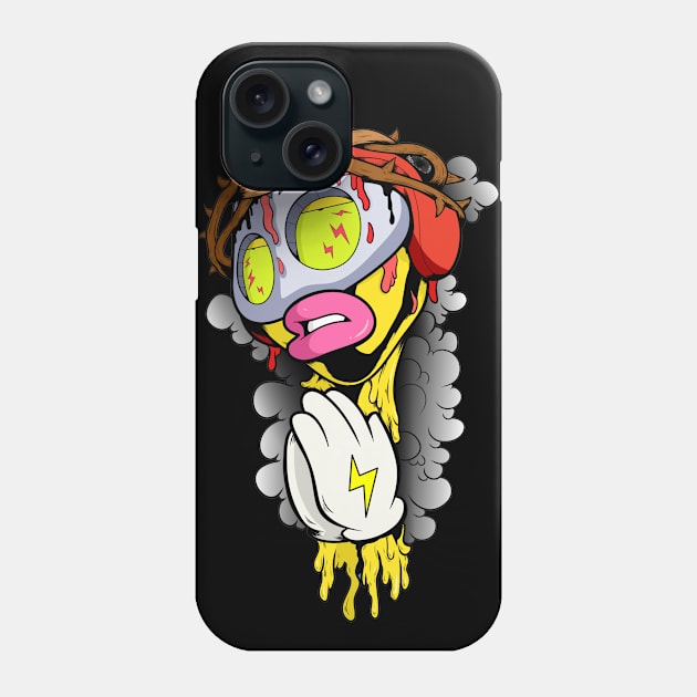 Dope Slluks character posing jesus praying gesture illustration Phone Case by slluks_shop