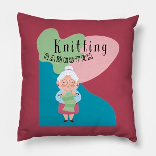 Knitting gangster grandma Pillow