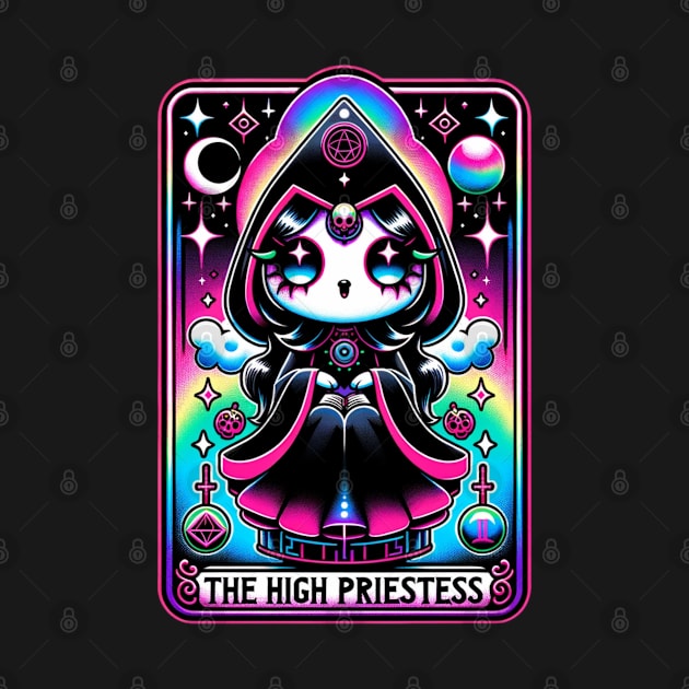 The High Priestess Tarot Card Kawaii Cute Pastel Goth by Lavender Celeste