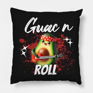 Guac n´ roll avocado playing guitar Pillow