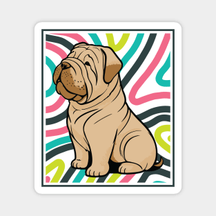 Colorful and Cute Shar Pei Puppy Magnet