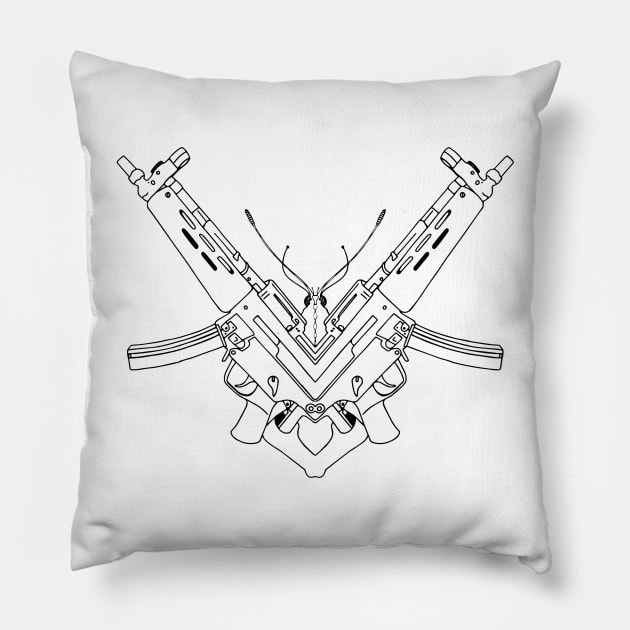 MP5 Butterfly Submachine Pillow by euglenii