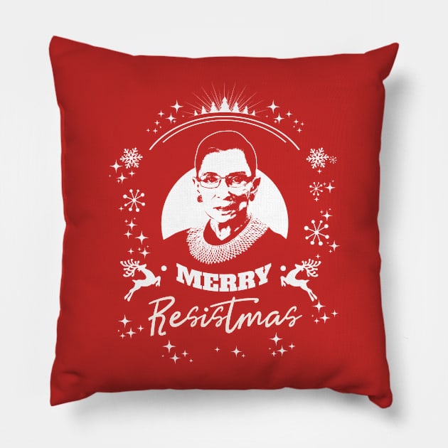 Holy RBG Happy Merry Resistmas Winter Holiday Tshirt Pillow by yaros