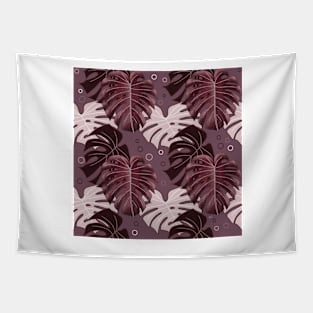 Monstera Pattern - Burgundy Tapestry