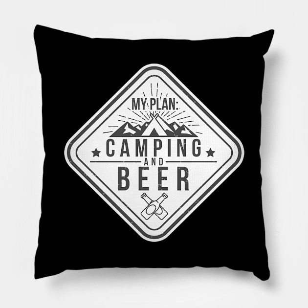 Camping and Beer Funny Gifts for Campers Pillow by TheOptimizedCreative