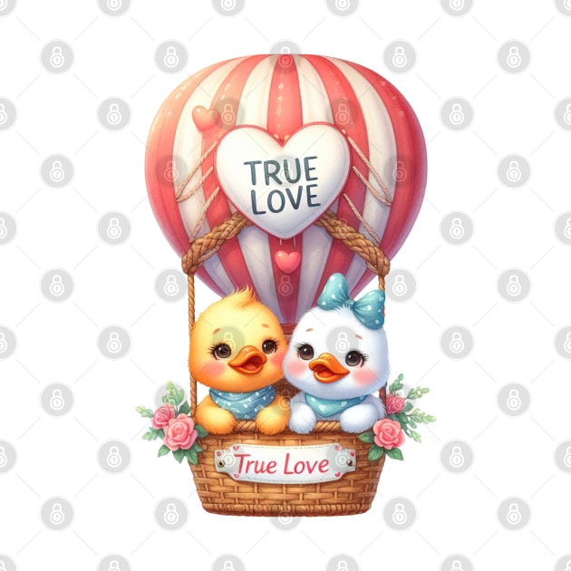 Valentine Bird Couple On Hot Air Balloon by Chromatic Fusion Studio