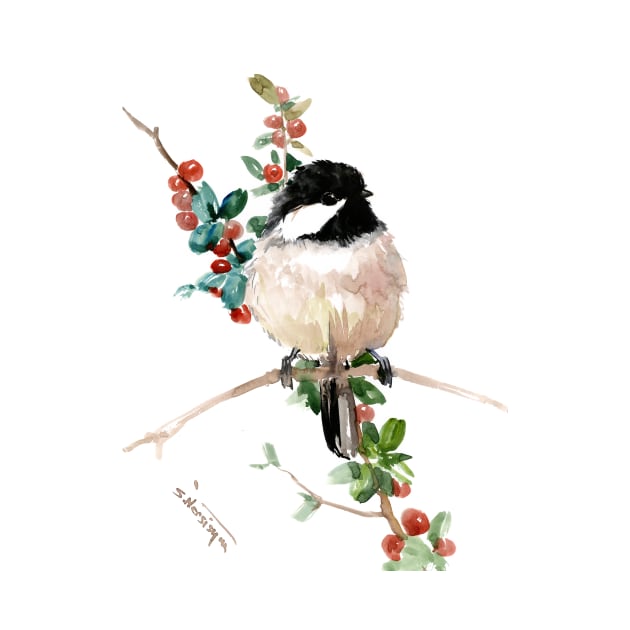 chickadee and berries by surenart