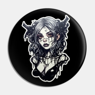 Goth Waifu Cat Girl Demon Pin