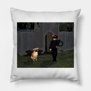 Masked Superhero and the Puggle Bat of Justice Pillow