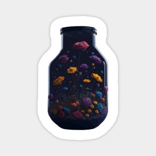 Cosmic Flowers in a Mason Jar Magnet