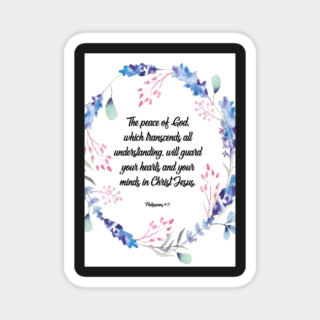 The peace of God, happiness positivity, Philippians 4:7, Bible verse, scripture, Christian gift Magnet by BWDESIGN