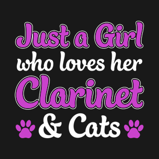 Clarinetist Women Girl Who Loves Clarinet and Cats T-Shirt