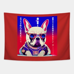 Dog Frenchie as a 80's anime Tapestry