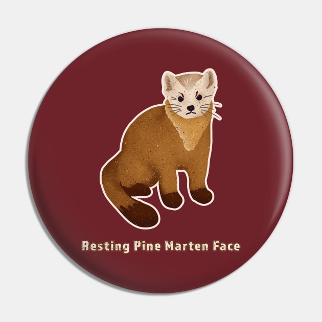 Resting Pine Marten Face Pin by Annelie