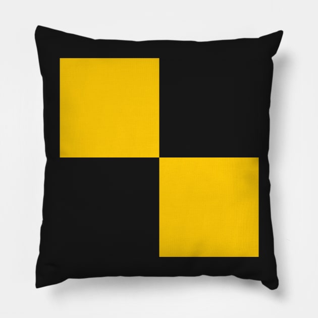 Watford Yellow and Black Checkered Fan Flag Pillow by Culture-Factory