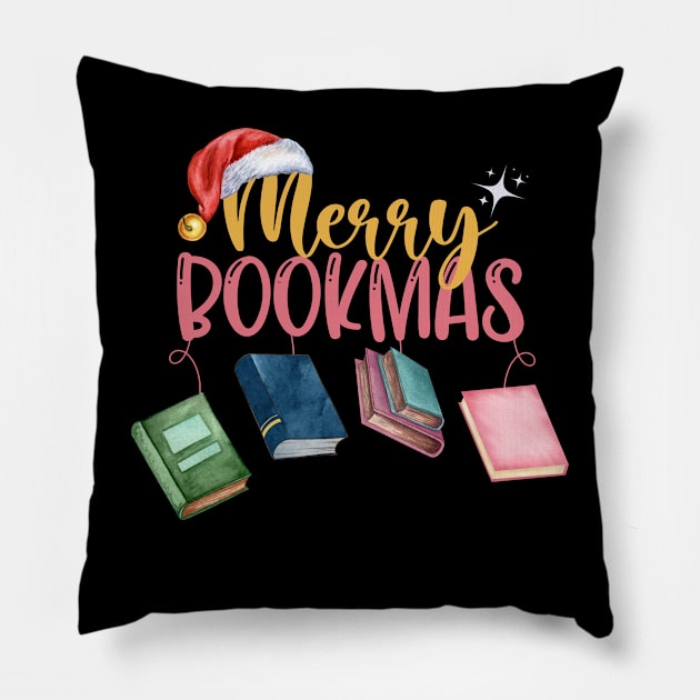 Merry Bookmas Pillow by DottedLinePrint