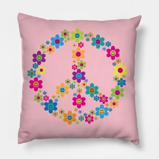 Peace Sign Flowers Pillow