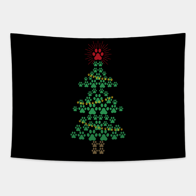 Dog Paw Print Christmas Tree Tapestry by MasliankaStepan