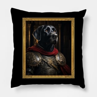 Stalwart Black Labrador Retriever - Medieval English Knight (Framed) Pillow