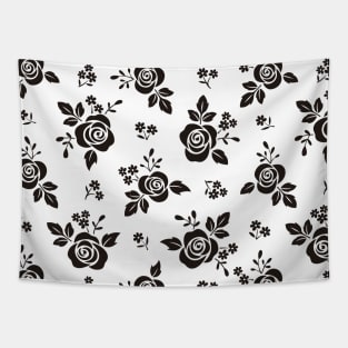 Black Rose Flowers Pattern Design Tapestry