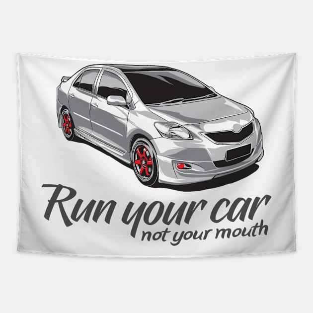 Run your Car not your Mouth Tapestry by Vroomium