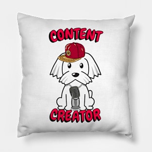 Cute white dog is a content creator Pillow