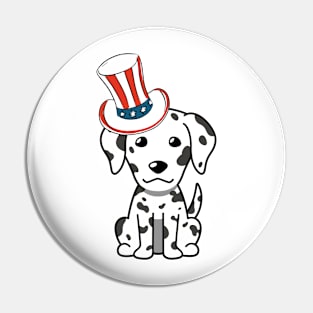 Funny dalmatian dog is wearing uncle sam hat Pin