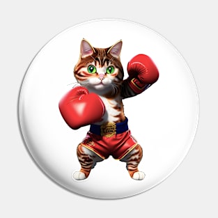 Cat boxer in red gloves Pin