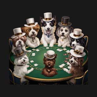 Engaging Poker of Canine Characters T-Shirt