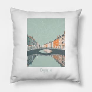 Dublin Cityscape - Ha'penny Bridge - Ireland's Charm Pillow