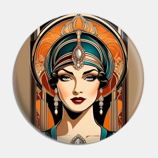 Girl looking from the front in art nouveau Pin