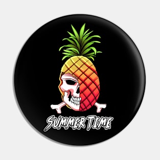 Pineapple Skull Summer Time Pin