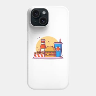 Burger With French Fries And Soda Cartoon Vector Icon Illustration Phone Case