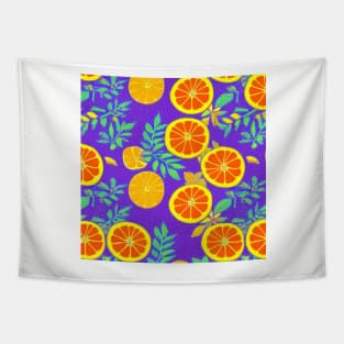 Oranges on a purple background Tapestry