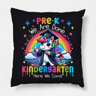 Pre K Graduation Unicorn Cap Gown Kindergarten Here We Come Pillow