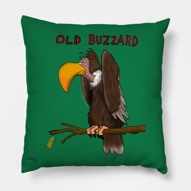 old buzzard Pillow by wolfmanjaq