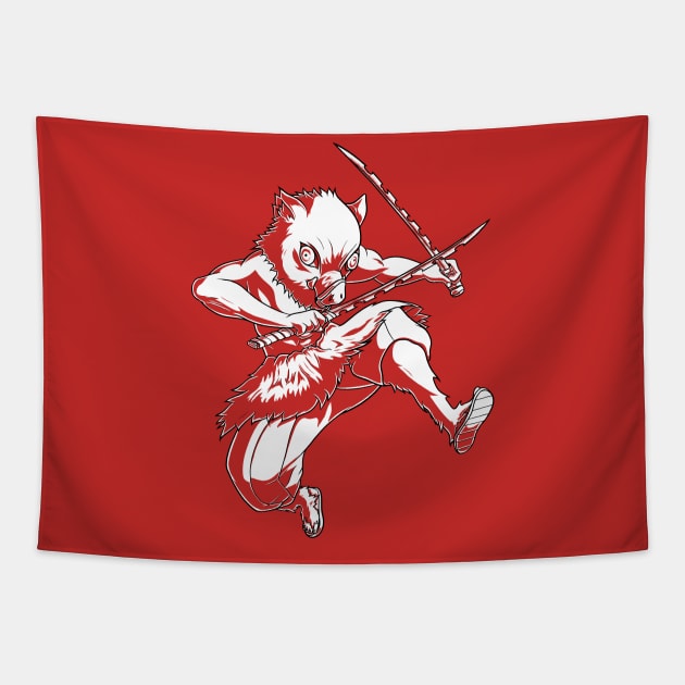 Demon Slayer Inosuke Hashibira Action Custom Color Tapestry by Paradox Studio