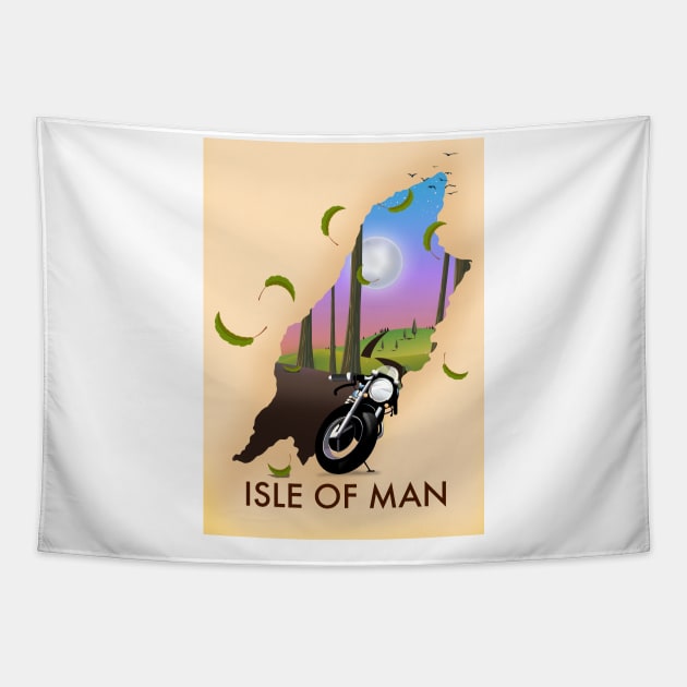 Isle of Man Travel poster Tapestry by nickemporium1